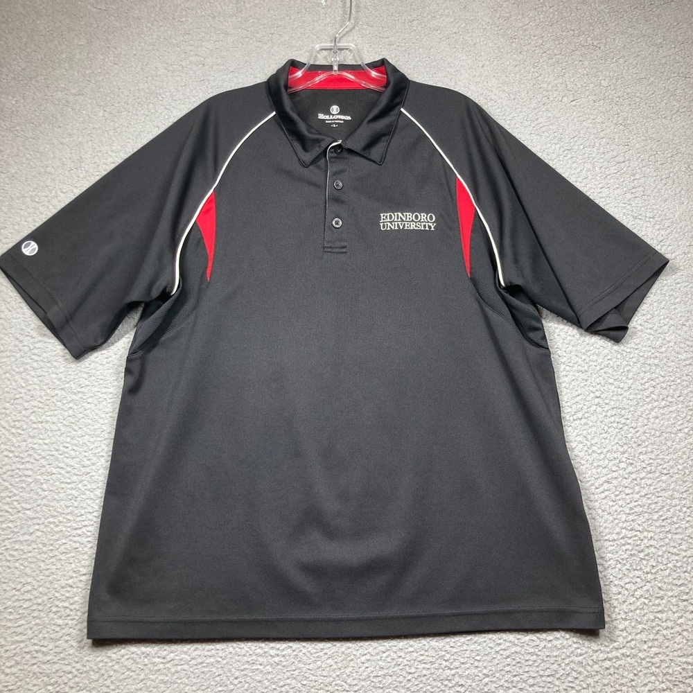 Edinboro University Polo‎ Top Men's Large Black Short Sleeve Fighting Scots